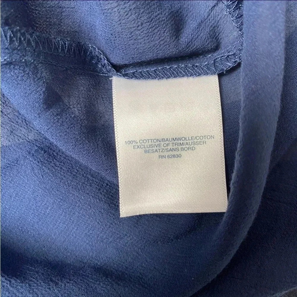 Lands’ End Navy Cotton Tunic Coverup 1X 2X Embroidered Button Front Beach - Picture 14 of 15